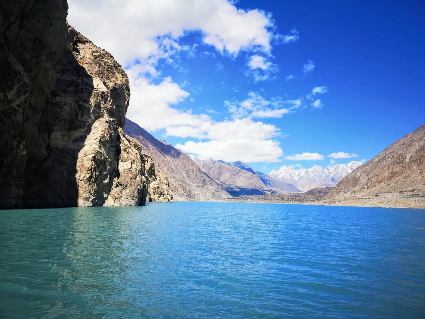Attabad Lake, cobalt water beneath the Karakoram