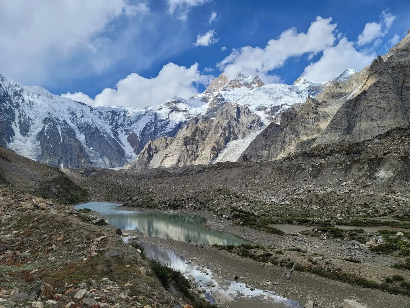 Masherbrum (K1) mirrored in a glacial tarn